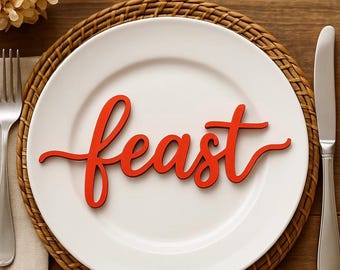 Tarjetas de lugar para Acción de Gracias • Palabras con guiones personalizados • Decoración de mesa de otoño
