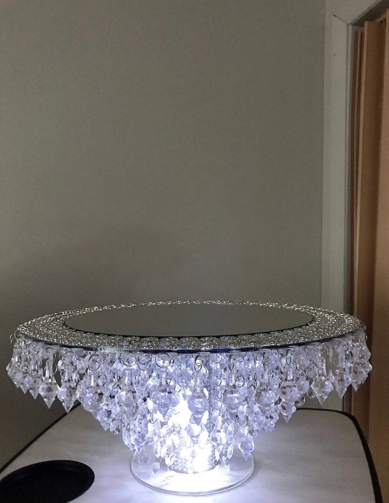 Mirror Top Crystal Cake Stand Etsy