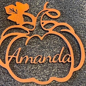 Personalized Wood Pumpkin Name Tag: Thanksgiving Table Place Card