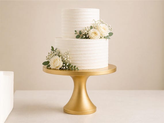 Modern Pedestal Cake Stand | 3D Printed PLA Dessert Display (Gold)