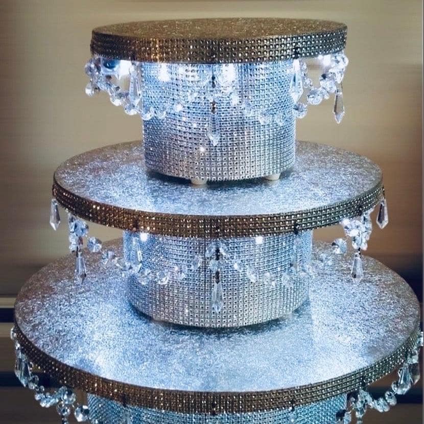 SILVER RHINESTONE Cake STAND With Lights