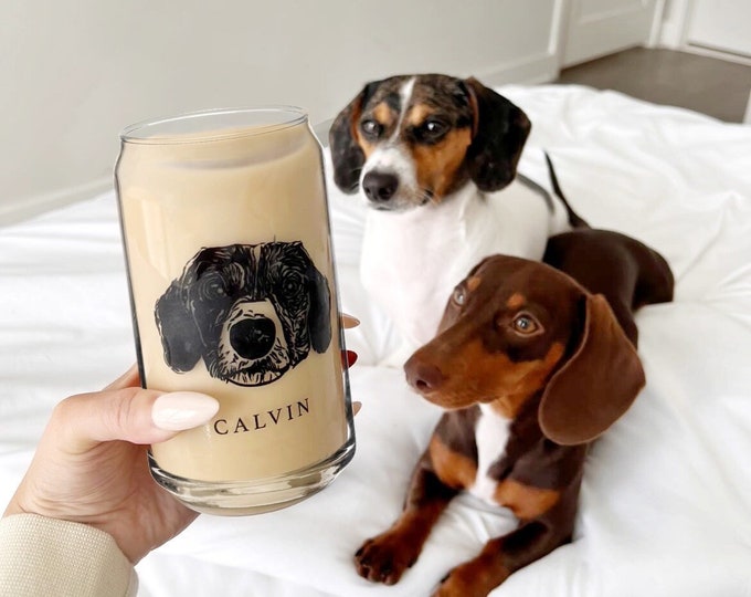 Custom Pet Glass Can Tumbler | Custom Pet Portrait | Custom Pet Cup | Custom Pet Tumbler | Custom Dog Tumbler | Dog Cup Personalized