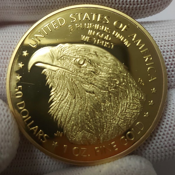 1 oz american eagle 50 dollars gold plated coin