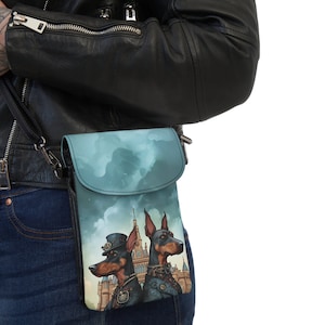 Steampunk Dobermann Crossbody Portemonnaie - Ein Must-Have für Dobermann-Liebhaber und Trendsetter!