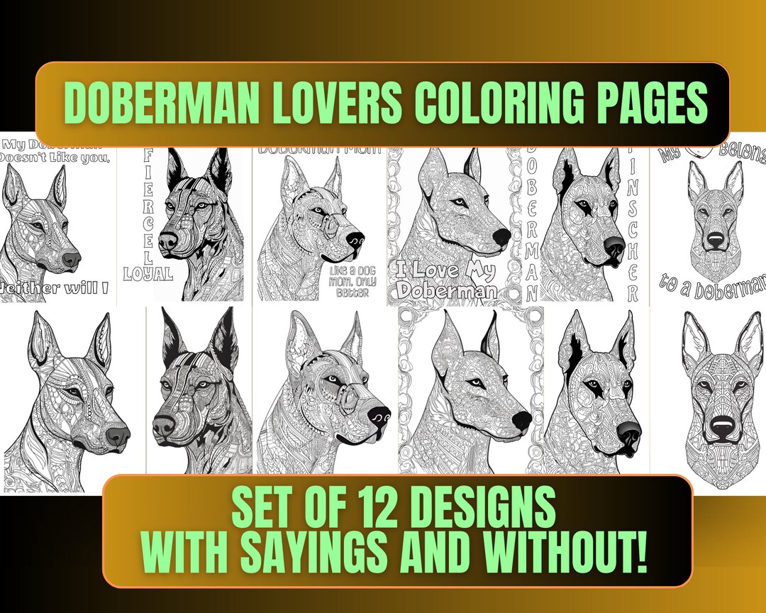 Doberman Coloring Pages Printable for Adults Inspirational - Etsy