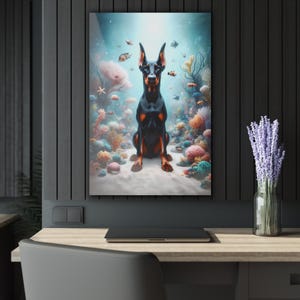 Impresión acrílica de Doberman Marine Majesty, arte de pared, cornamusa francesa para colgar, decoración del hogar, regalo para amantes de los perros, retrato de mascota, obra de arte animal