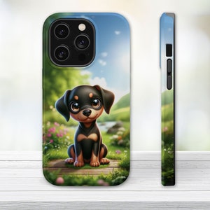 Kawaii Doberman iPhone MagSafe Case | Cute Anime Style Dog Phone Case | Pet Lover Gift