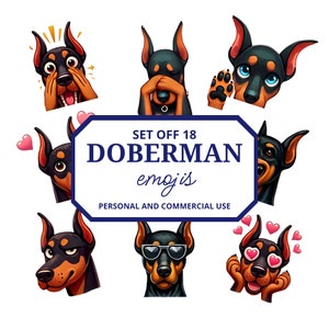 Paquete de emojis de Doberman / Emojis de perros de alta calidad / Uso comercial permitido