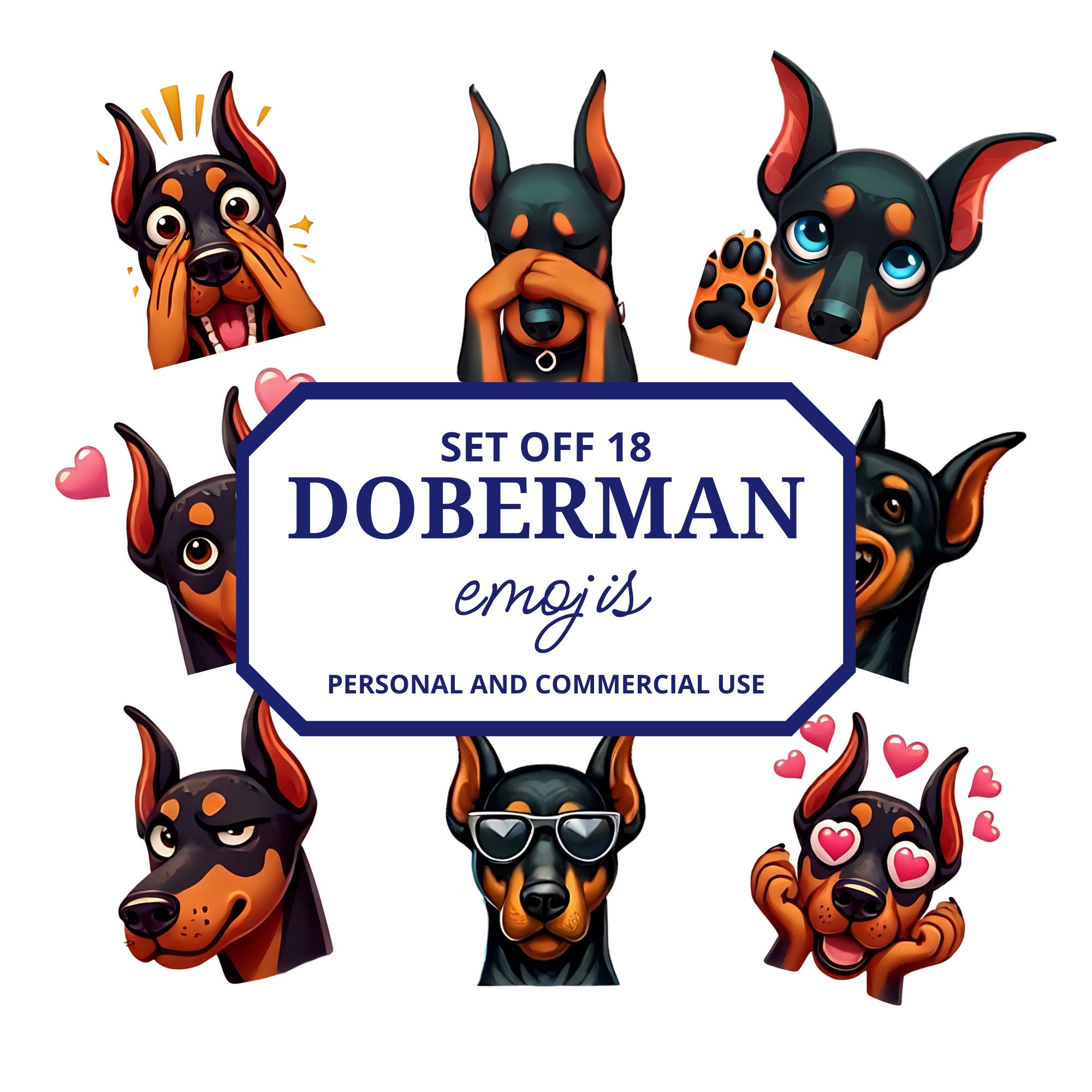 Doberman Emoji Pack | 18 PNG & SVG Files (commercial Use) - Etsy