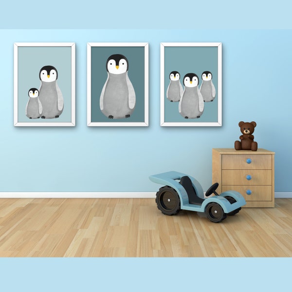 Pinguin Love - Set of 3 Printable Posters - Digital Download