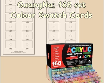 GuangNa 168 Acrylic Markers Swatch Cards (PDF Printable)