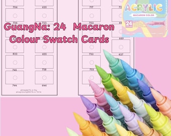 GuangNa 24 Macaron Acrylic Markers Swatch Cards (PDF Printable)