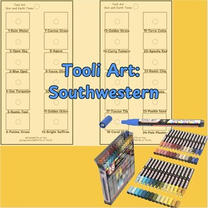 Tooli Art - 28 tons du sud-ouest - Cartes d'échantillon de marqueurs acryliques (PDF imprimable)