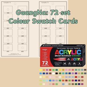 GuangNa 72 Acrylic Markers Swatch Cards (PDF printable)