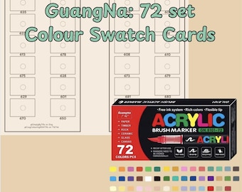 GuangNa 72 Acrylic Markers Swatch Cards (PDF Printable)