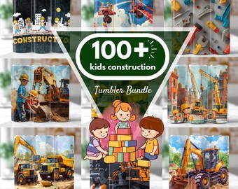 100+ 20oz kids Construction Tumbler Wrap Vehicles Dump Truck Tractor Excavator bulldozer sublimation kids png file bundle digging bulldozer