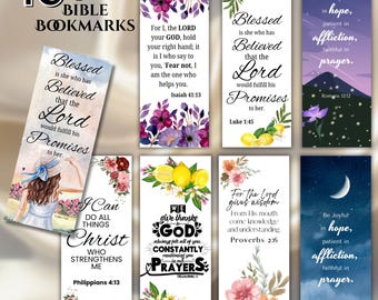 40 Bible Verse Bookmark Bundle, floral bookmark Religious Png Christian Png, Inspirational Bookmark, Printable Christian Art, Bible Bookmark
