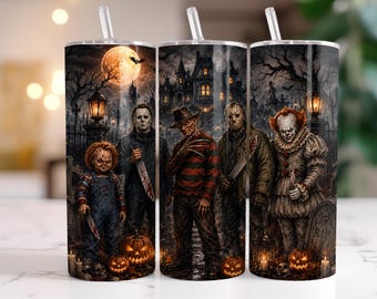 Halloween tumbler, Criminal Character, Movie Character ,True Crime Tumbler Wrap, 20oz Skinny Tumbler Sublimation Murder Show Tumbler PNG