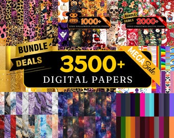 3500+ mega digitaal papierpakket, digitaal kerstpapier, digitaal bloemenpapier Halloween digitaal papieren plakboek, naadloos achtergrondpatroon