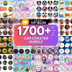 1700+ Car Coaster Sublimation Bundle, Round Car Coaster Sarcastic Car Coaster PNG, Mega Car Coaster Wrap, Car Coaster Design, Floral Coaster