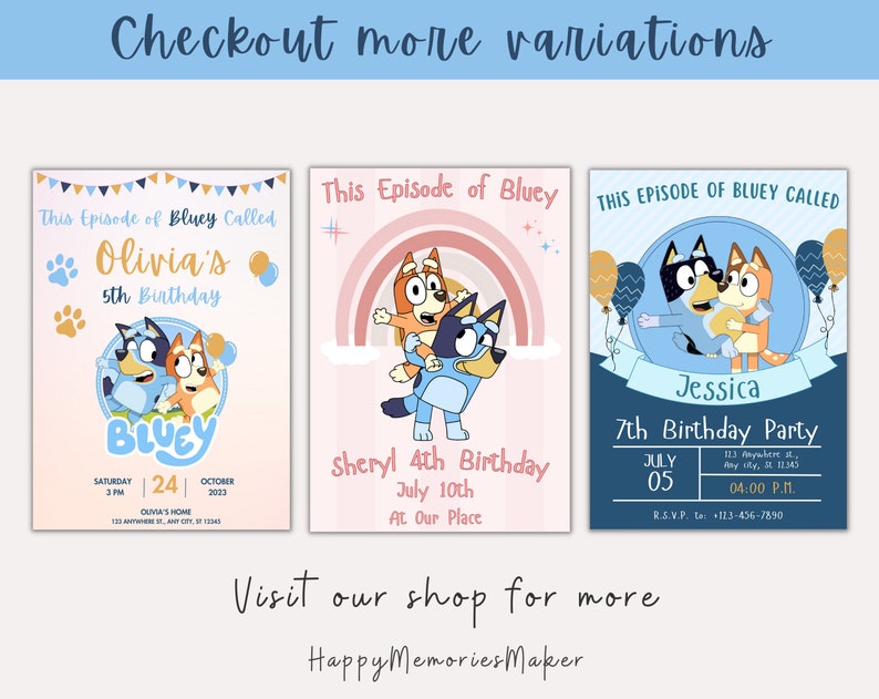 Bluey Birthday Invitation Bluey Invitation Template Editable Etsy UK