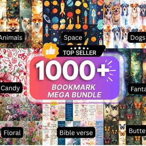 1000+ Bookmark Mega Bundle, Bookmark Sublimation Designs, Animals Bookmark, Cat & Dog Bookmark, Bookmark PNG, Fantasy Forest Floral Bookmark