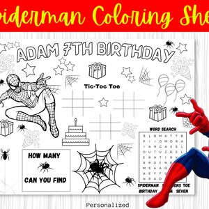 Spiderman Coloring Sheet Printable Birthday Activity Sheet - Etsy Canada