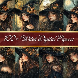 100+ Halloween Digital Paper Bundle, Vintage Halloween Png Witch Halloween Scrapbook Paper, Pumpkin Orange Halloween Skull, Spiders Texture