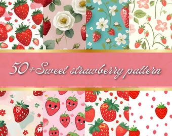 Papel digital de fresa, papel digital con temática de fresas, invitación, cumpleaños, baby shower, fondo, uso comercial de fresa a cuadros