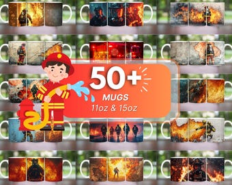50 + Feuerwehrmann Becherverpackungen, Sublimations PNG, 11 Unzen und 15 Unzen Becherverpackungen, Feuerwehrmann, Feuerwehrfrau Becherverpackungen. Feuerwehroffizier, Rauchspringer Sofort Download