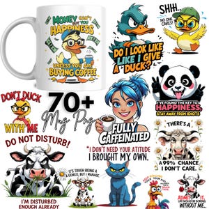 Sarcastic Coffee Mug Bundle, Funny Coffee Mug, Funny Quotes, Funny Cow Mug Print Sarcastic Quotes Print Funny Coffee Lover Mug Coffee Addict