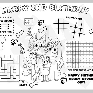 Bluey Coloring Sheet Bluey Placemat Bluey Activity Sheet - Etsy Canada