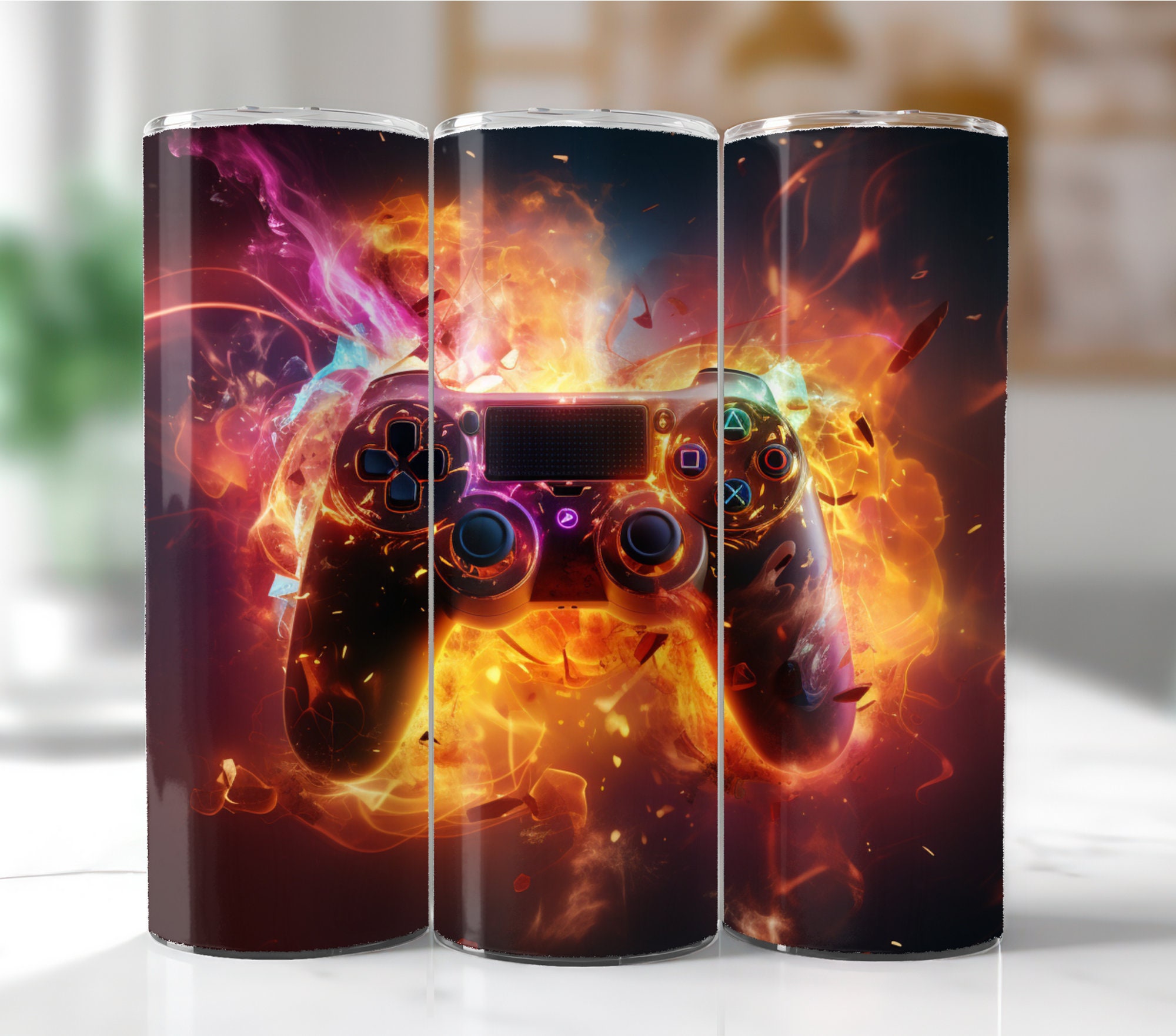 90 + Gamer Tumbler Wrap Bundle, 3D Game Controller Tumbler Wrap, 20oz ...