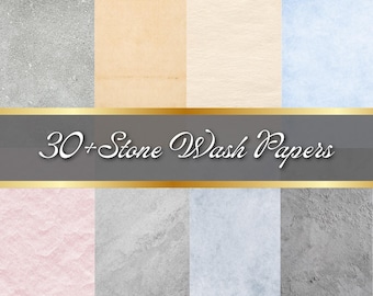 Stone Wash Digital Paper Pack, Soft Art Textures, Gradient Paper, Seamless Patterns, Scrapbooking Paper, Digital Download, Stone Graphic