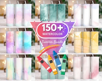 150+ 20oz Watercolor Tumbler Wrap Bundle, Pastel Watercolor Marble Tumbler PNG, Solid Color Watercolor Marbled Tumbler Solid Color Tumbler