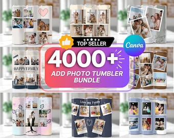 4000+ Add Your Own Photo Tumbler Wrap Bundle, Family Photo Tumbler, Picture Tumbler, 20oz Own Photo Self Editable Tumbler, Canva Editable