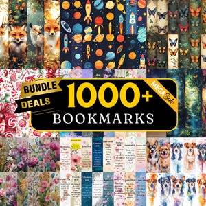 1000+ Bookmark Mega Bundle, Bookmark Sublimation Designs, Animals Bookmark, Cat & Dog Bookmark, Bookmark PNG, Fantasy Forest Floral Bookmark