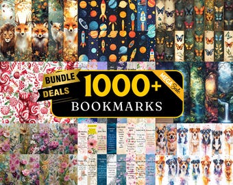 1000+ Bookmark Mega Bundle, Bookmark Sublimation Designs, Animals Bookmark, Cat & Dog Bookmark, Bookmark PNG, Fantasy Forest Floral Bookmark