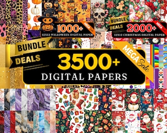 3500+ mega digitaal papierpakket, digitaal kerstpapier, digitaal bloemenpapier Halloween digitaal papieren plakboek, naadloos achtergrondpatroon