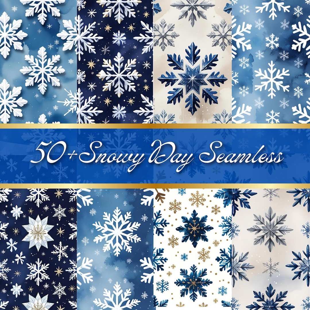 Snow Bottom Paper Snowflakes Seamless Patterns Winter Digital Paper Winter Snowflake ...