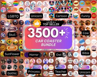 3500+ Car Coaster Sublimation Bundle, Round Car Coaster Sarcastic Car Coaster PNG, Mega Car Coaster Wrap, Car Coaster Pack, Floral Coaster