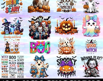 100+ Retro Halloween Png-Bundle, süße kleine Halloween-Sublimation, gruselige Jahreszeit Png, Geist-T-Shirt, Kürbis Png, Herbst Png, Retro Halloween