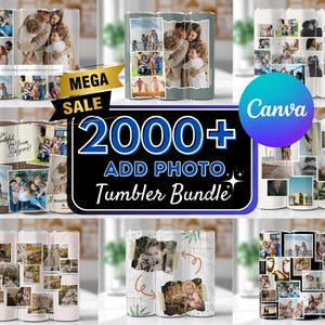 Paquete de más de 2000 envoltorios para vasos con fotos propias, vasos con fotos familiares, vasos con fotos, vasos autoeditables con fotos propias de 20 oz, Canva editable