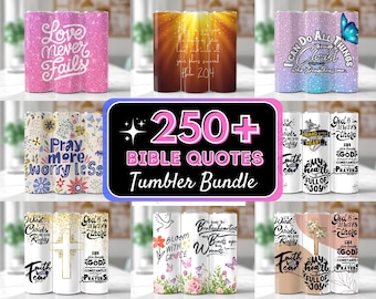 250+ Bible Tumbler Wrap Bundle, Christian Bible Verses Sublimation Faith Tumbler, Christian Tumbler PNG, Christian Quotes Religious Tumbler