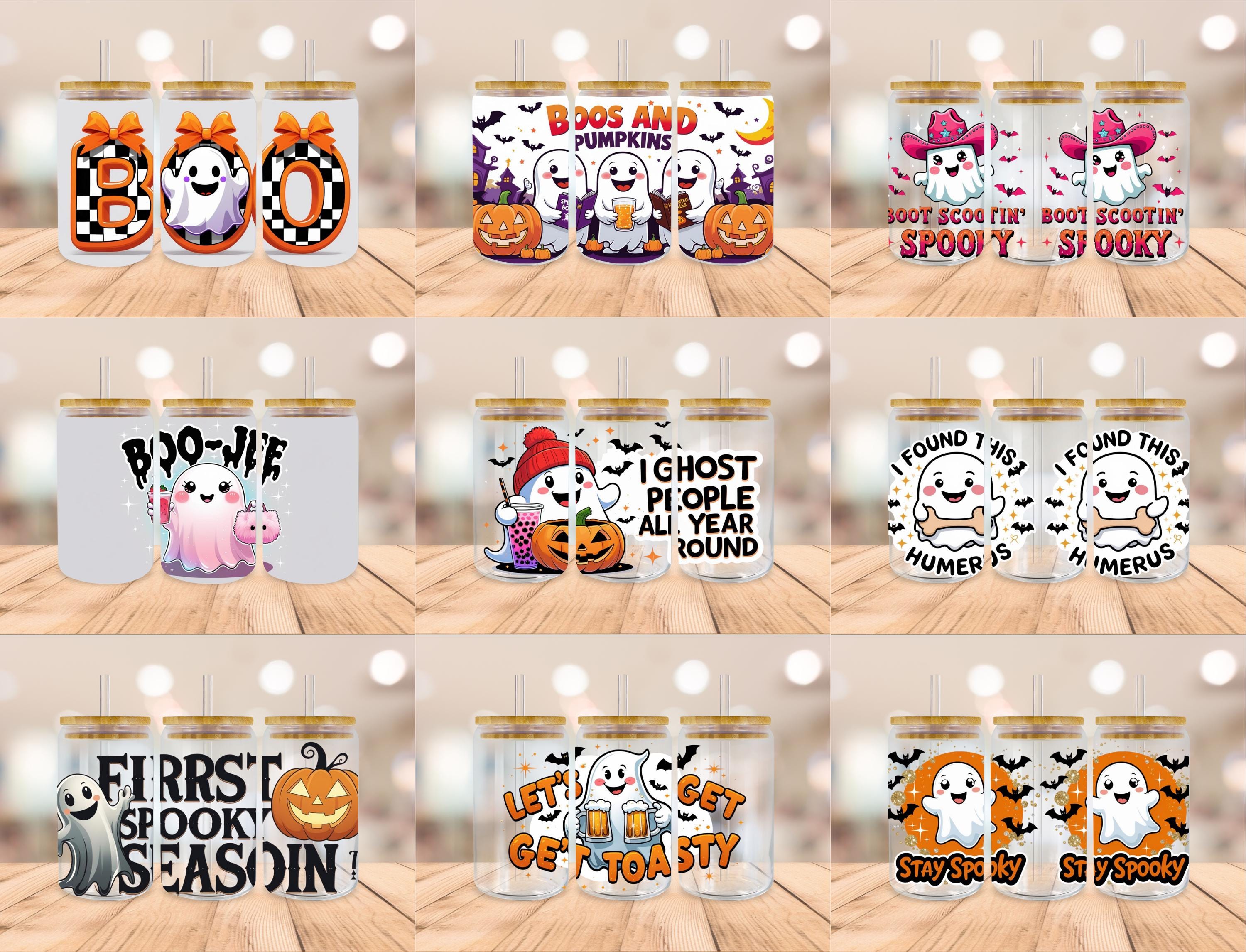 Halloween Libbey Glass Can Wrap SVG Bundle 16oz, 100+ Halloween Cup ...