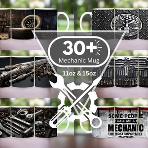Pode incluir: Um conjunto de mais de 30 canecas de caf&eacute; com tema mec&acirc;nico. As canecas apresentam v&aacute;rios designs, incluindo ferramentas, chaves e um logotipo de mec&acirc;nico. As canecas est&atilde;o dispon&iacute;veis nos tamanhos 11oz e 15oz.