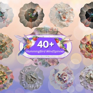 3D Hummingbird Wind Spinner PNG, Colorful Wind Spinner Sublimation, Beautiful Hummingbird WindSpinner , hummingbird Round Wind Spinner PNG