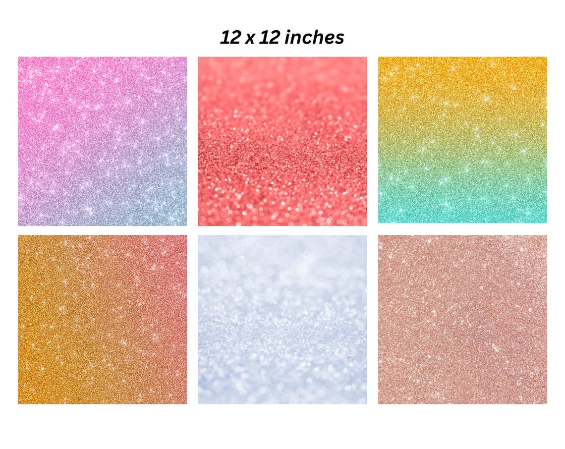 Glitter Digital Paper, Seamless Rainbow Glitter 100 PNG Glittered Paper ...