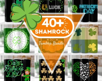 40+ St Patrick's Tumbler Wrap, Shamrock Tumbler PNG, 20oz St Patrick's Shamrock Sublimation Designs, Shamrock Tumbler, Lucky Irish Tumbler
