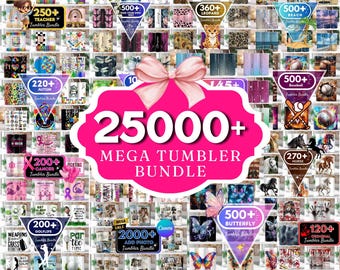 25,000 Mega Tumbler Bundle, Best Seller Tumbler PNG, 20oz Tumbler Wrap, Add Your Own Photo Tumbler Inflated Tumbler butterfly floral name